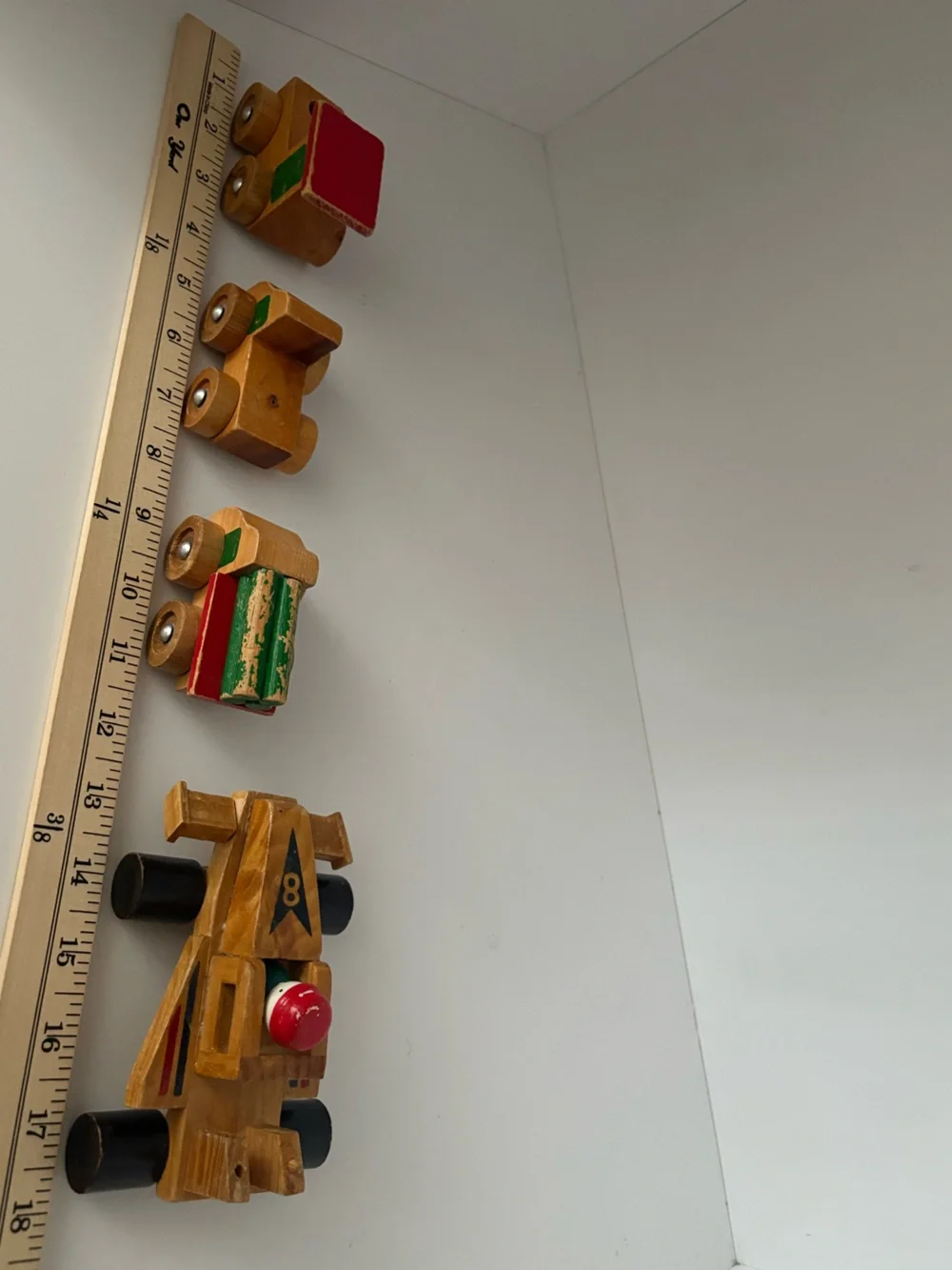 Vintage Handmade Wooden Toy Car Vehicle Set 7 Pieces Mid-Century